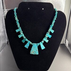 Turquoise Statement Necklace - Blue Turquoise Stone Necklace